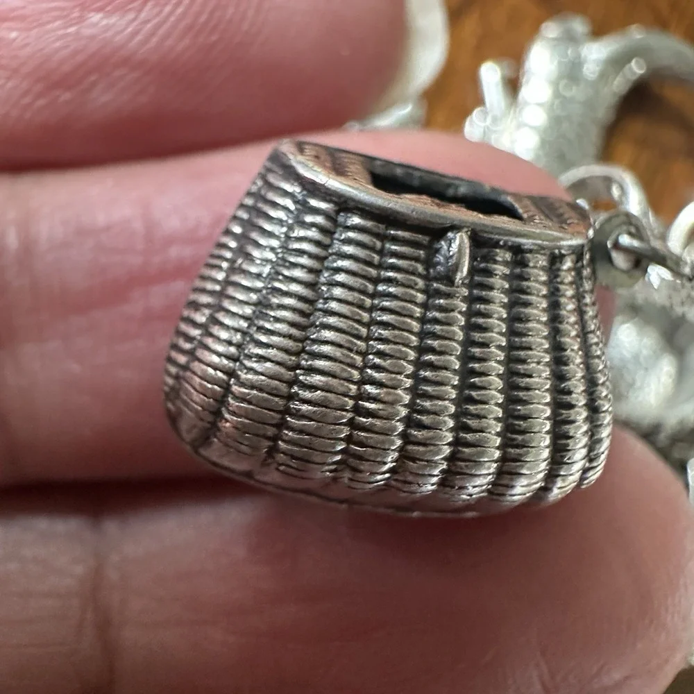 VTG Charm‎ Bracelet 6.5 Inch Sport Western Cross Heart Travel 925 Sterling 37.6g